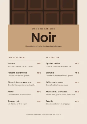 Barre de chocolat — menu