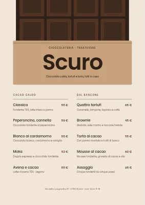 Barretta di cioccolato — menu