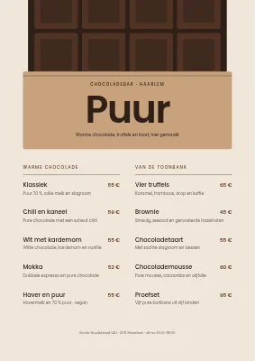 Chocoladereep — menu