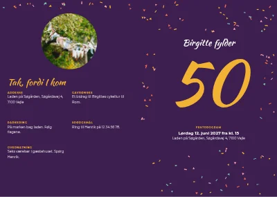 Omslag af Festprogram til 50-års fødselsdag – 8 sider