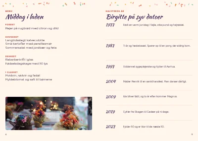 Side 4–5 af Festprogram til 50-års fødselsdag – 8 sider
