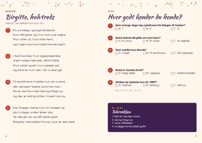 Side 6–7 af Festprogram til 50-års fødselsdag – 8 sider