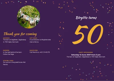 Cover of Party programme for a 50th birthday – 8 pages