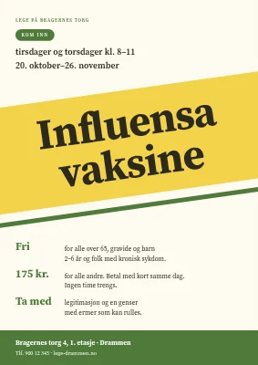 Influensavaksine drop-in — plakat