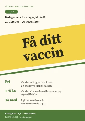 Drop-in för influensavaccination — affisch