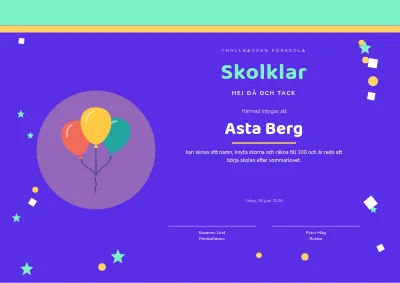 Diplom — hej då, förskolan