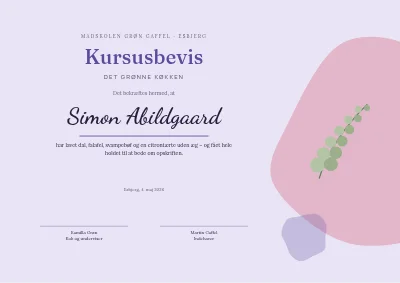 Kursusbevis — det grønne køkken