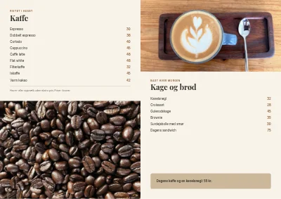 Side 2 af Kaffebarens menu