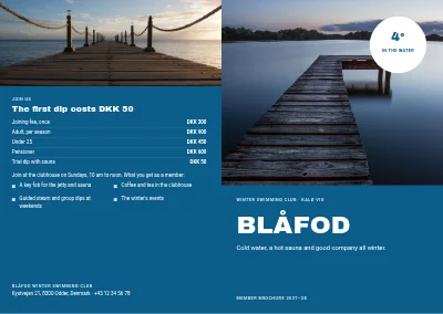 Cover of Member brochure for a winter swimming club – 8 pages