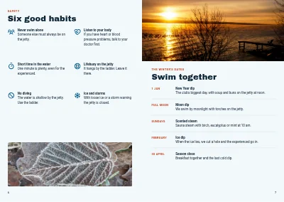 Pages 6–7 of Member brochure for a winter swimming club – 8 pages