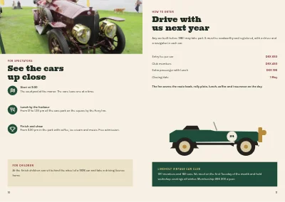 Pages 10–11 of Programme for a vintage car rally – 12 pages