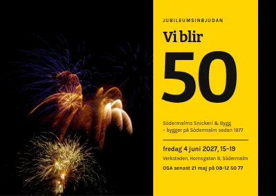 Företagsjubileum — fyrverkerier och gult band