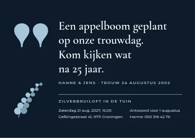 Zilveren bruiloft in de tuin — citaat