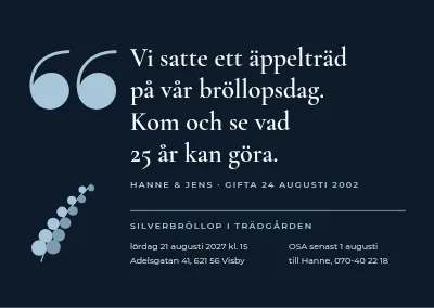 Silverbröllop i trädgården — citat