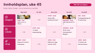 Innholdsplan for sosiale medier