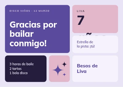 Disco infantil — tarjeta de agradecimiento en mosaico
