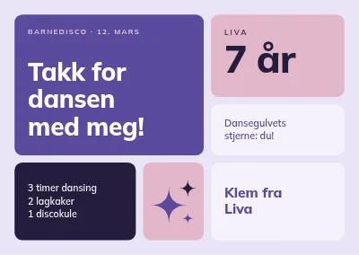 Barnedisko — takkekort med fliser