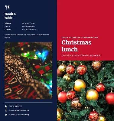 Christmas lunch: menu and booking