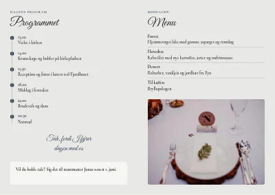 Side 2 af Bryllup: dagens program