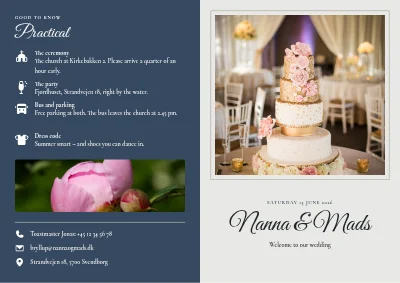 Wedding: the day's programme