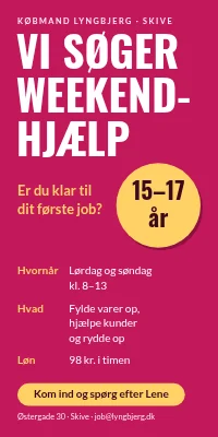 Dørplakat til købmand — vi søger weekendhjælp, 15–17 år