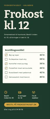 Roll-up til smørrebrødsforretning — frokost kl. 12