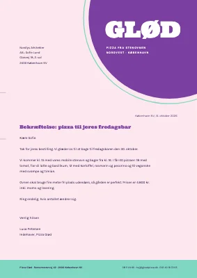 Brevpapir — pizzeria