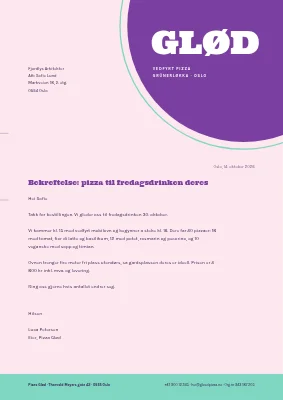 Brevpapir — pizzeria