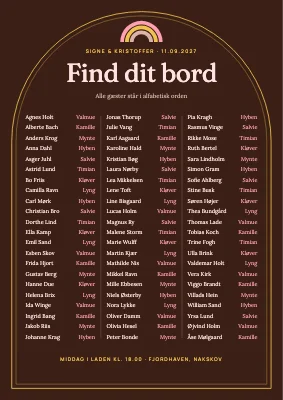 Bordplan — bohemeagtig i dobbelt ramme