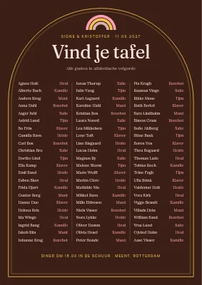 Tafelschikking — boho dubbele lijst