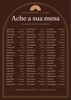 Plano de mesas — moldura dupla boémia