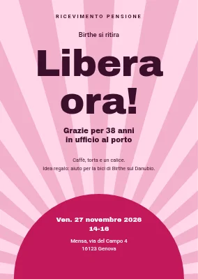 Festa di pensionamento — sole che sorge e Finalmente libero!