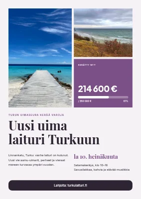 Varainkeruu uuden uimalaiturin hyväksi — juliste