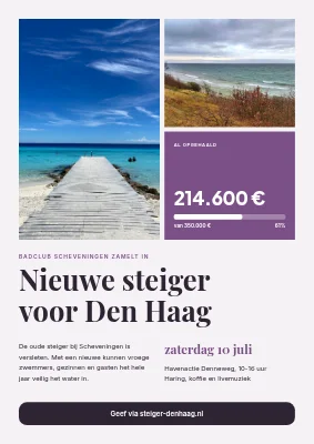 Inzamelingsactie voor een nieuwe zwemsteiger — poster