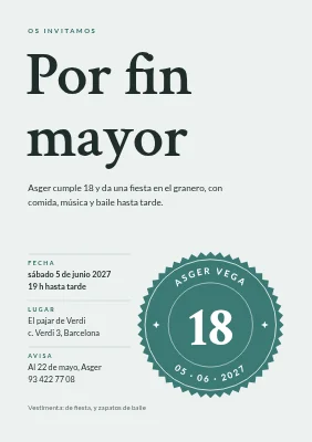 18 cumpleaños — invitación con sello