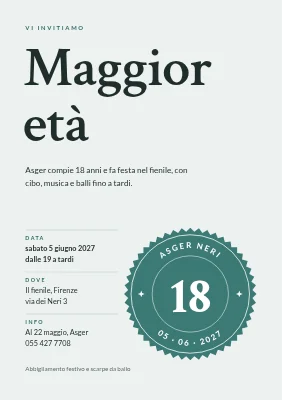 18º compleanno — invito con sigillo