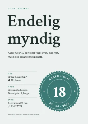 18-årsdag — invitasjon med segl