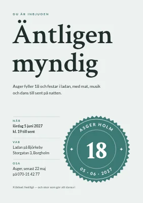 18-årsdag — inbjudan med sigill