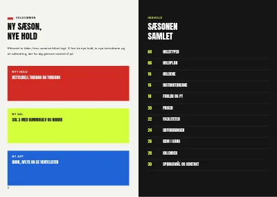 Side 2–3 af Sæsonprogram for fitnesscenter – 32 sider