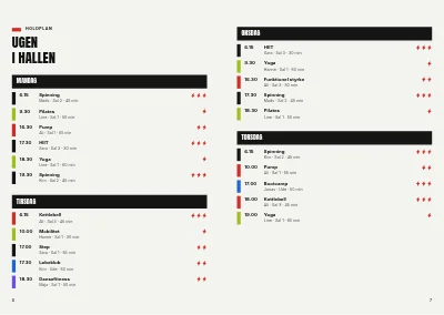 Side 6–7 af Sæsonprogram for fitnesscenter – 32 sider