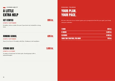 Pages 18–19 of Season programme for a fitness centre – 32 pages