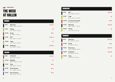 Pages 6–7 of Season programme for a fitness centre – 32 pages
