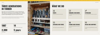الصفحات 2–3 من Carpentry firm brochure – 12 pages