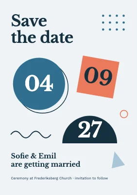 Save the date — date in Memphis shapes
