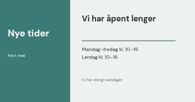 Nye åpningstider