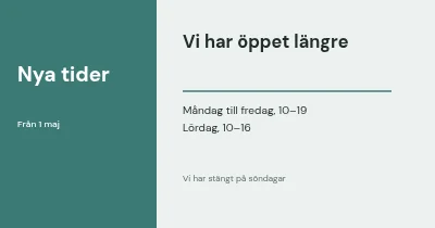 Nya öppettider