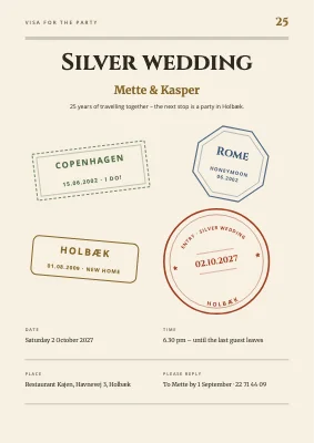 Silver wedding in town — passport stamps