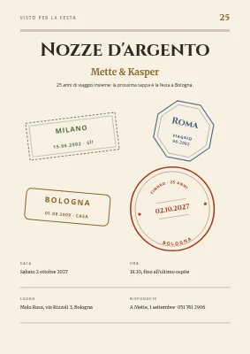 Nozze d'argento in città — timbri sul passaporto