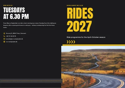 Cover of Ride programme for a motorcycle club – 16 pages