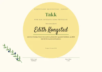 Takk — frivillig i veldedighetsbutikk